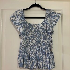 Jopra Blue & White Peplum Top - Size M NWT